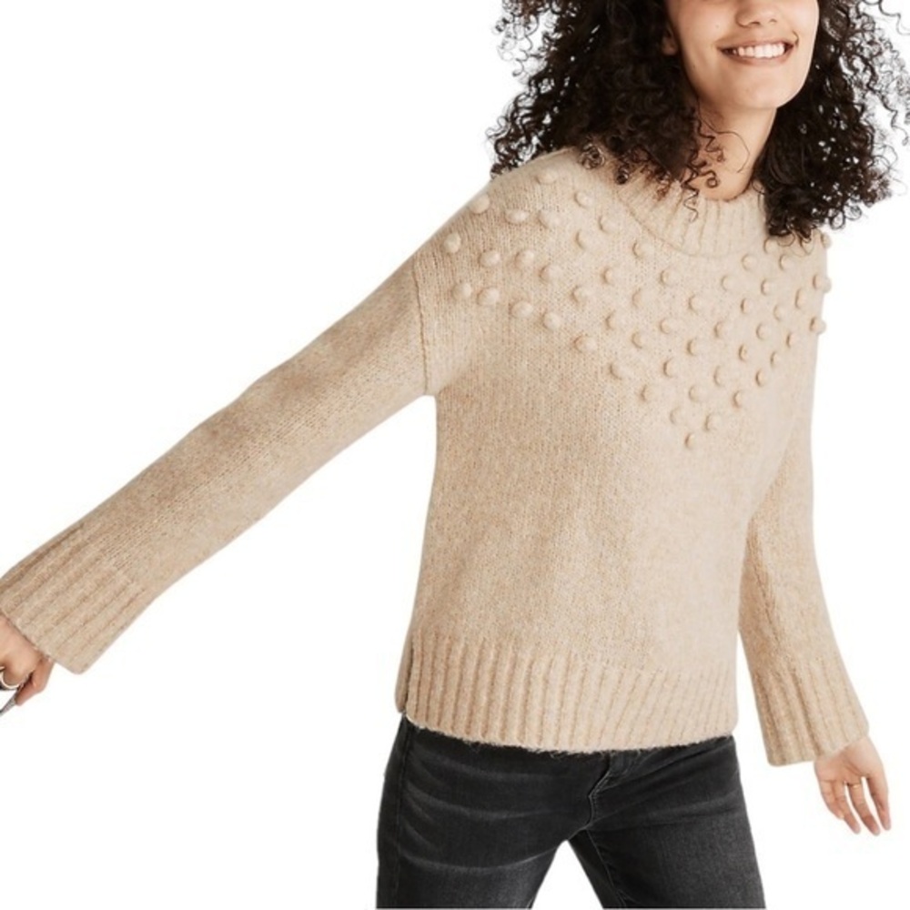 NWT Madewell Placed Bobble Mockneck Sweater size XXS in Beige